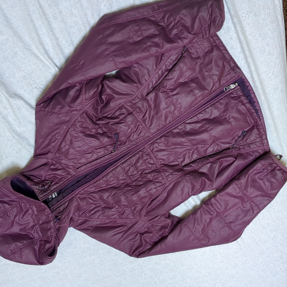 REI purple hooded down jacket